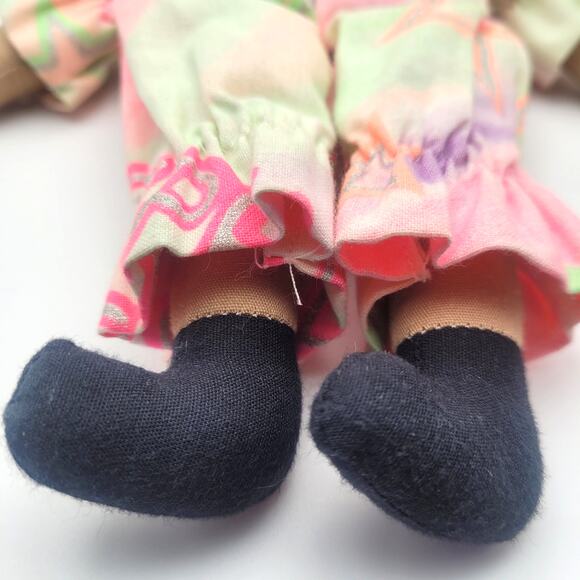 Vintage Cloth Clown Doll 11" Handmade Tie Dye Pastel Outfit Soft Toy Smile - Picture 6 of 7